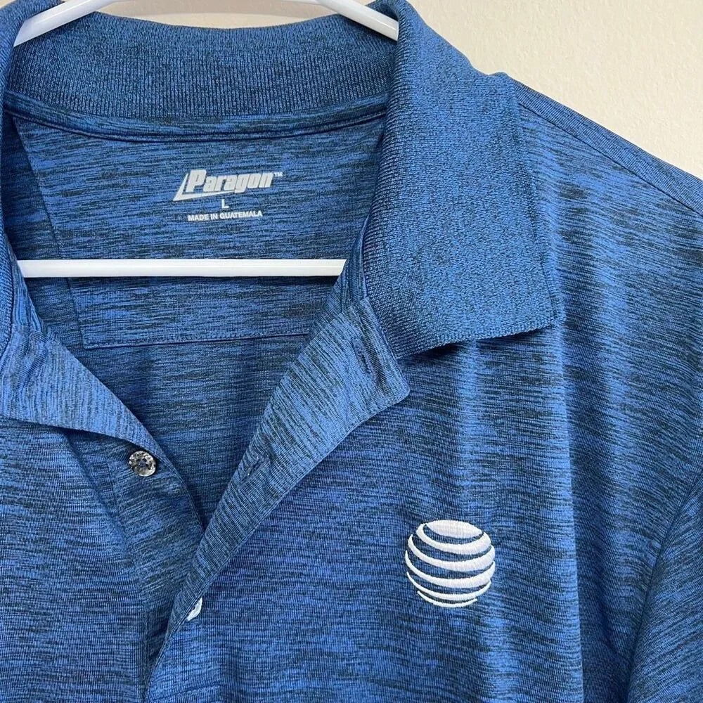 AT&T Blue Short Sleeve Polo Large Men Paragon Brand - Picture 2 of 5